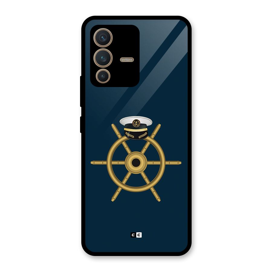 Ship Wheel And Cap Glass Back Case for Vivo V23 5G