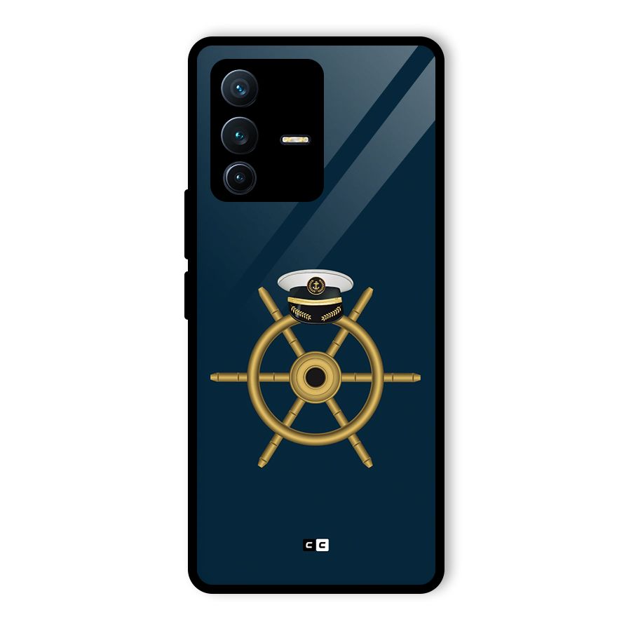 Ship Wheel And Cap Glass Back Case for Vivo V23 Pro