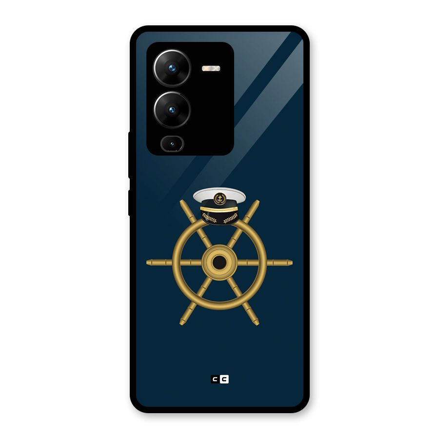Ship Wheel And Cap Glass Back Case for Vivo V25 Pro