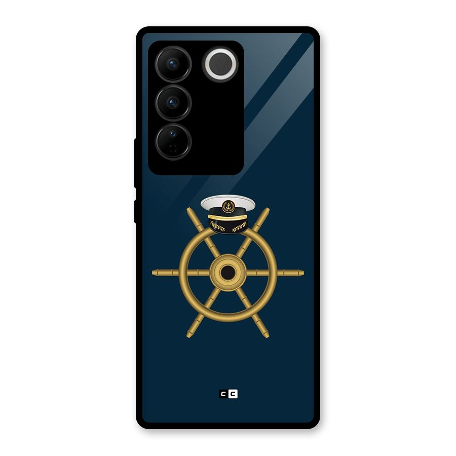 Ship Wheel And Cap Glass Back Case for Vivo V27 Pro
