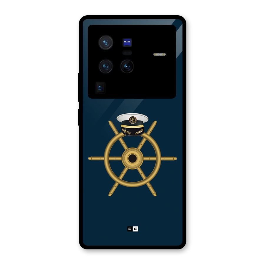 Ship Wheel And Cap Glass Back Case for Vivo X80 Pro