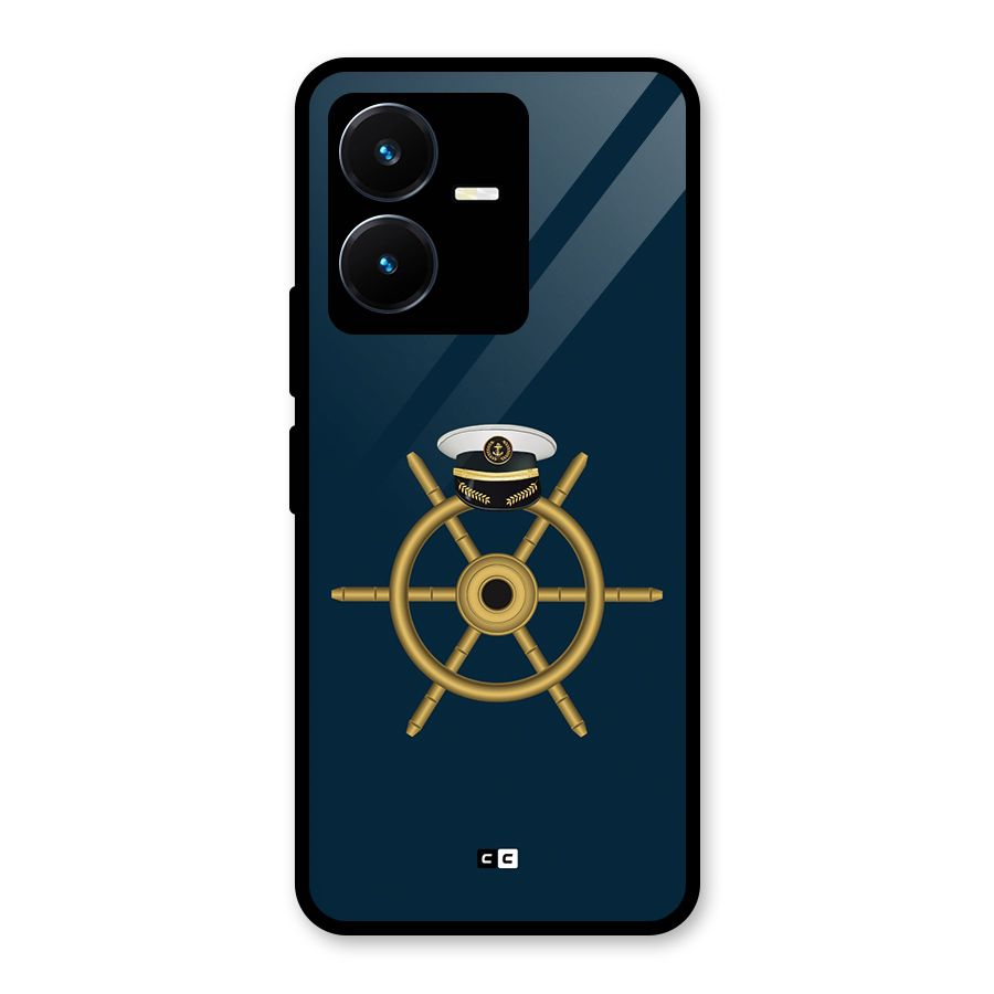 Ship Wheel And Cap Glass Back Case for Vivo Y22s