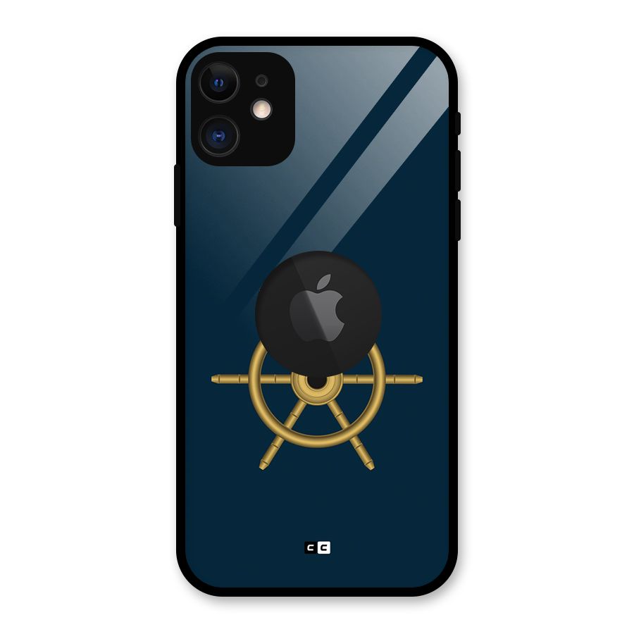 Ship Wheel And Cap Glass Back Case for iPhone 11 Logo Cut