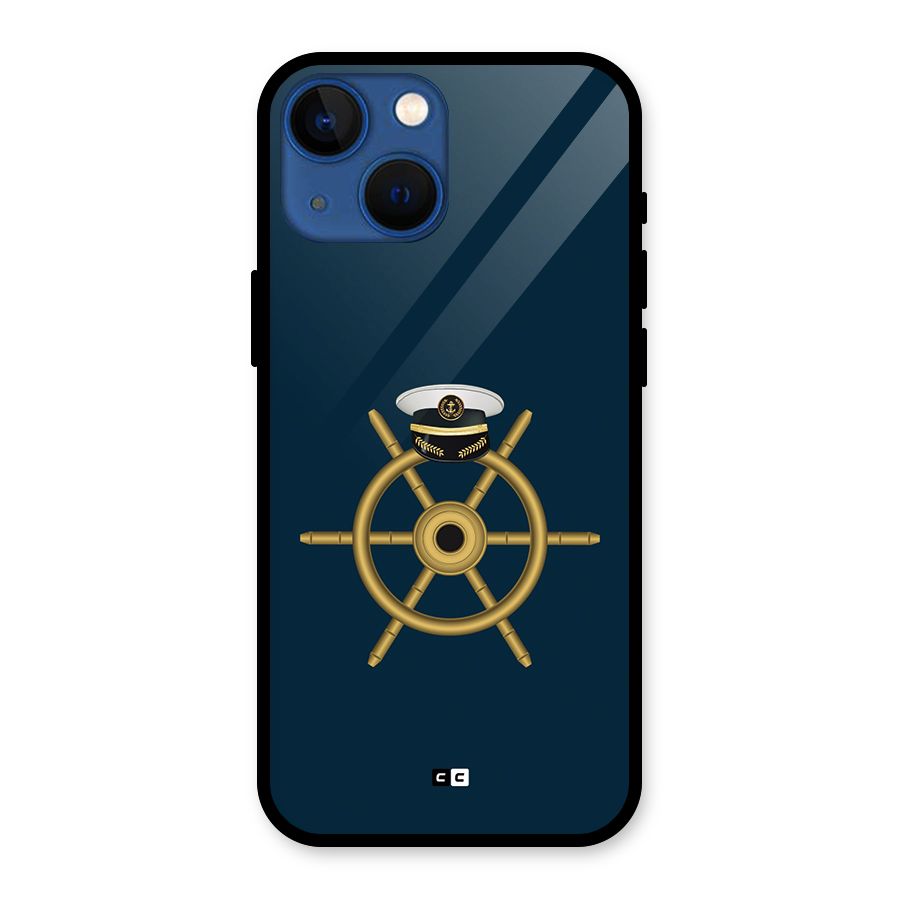 Ship Wheel And Cap Glass Back Case for iPhone 13 Mini