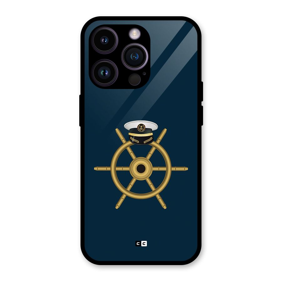Ship Wheel And Cap Glass Back Case for iPhone 14 Pro