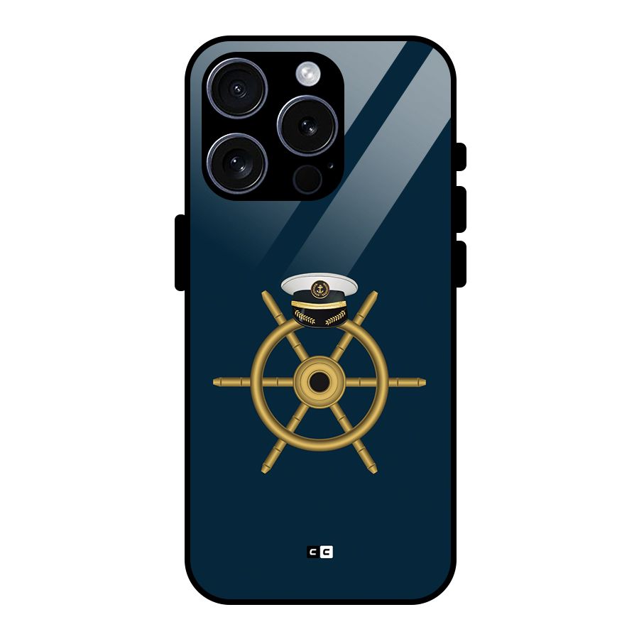 Ship Wheel And Cap Glass Back Case for iPhone 15 Pro