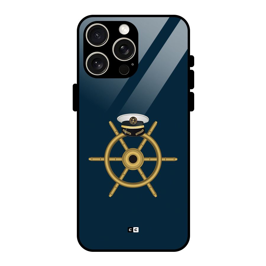 Ship Wheel And Cap Glass Back Case for iPhone 15 Pro Max