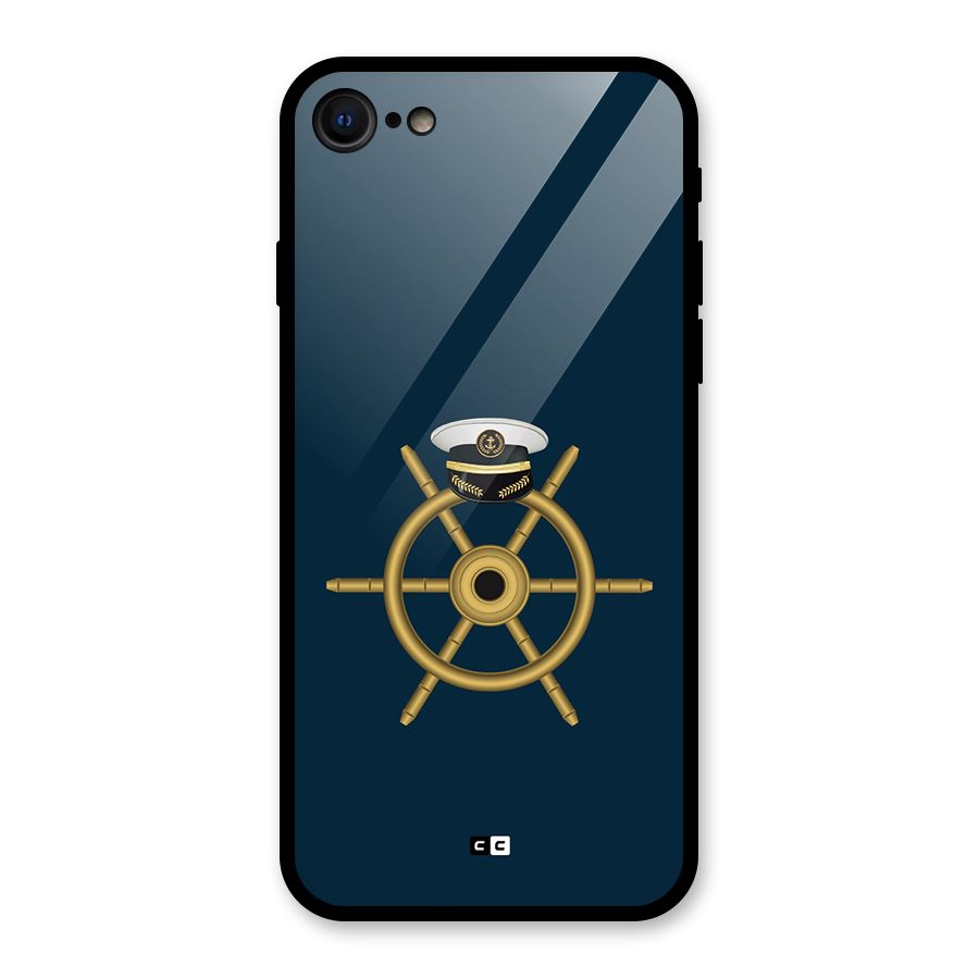 Ship Wheel And Cap Glass Back Case for iPhone SE 2020