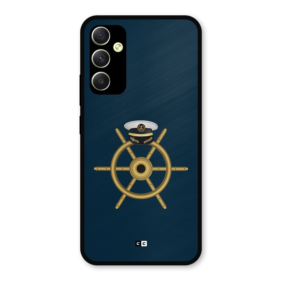 Ship Wheel And Cap Metal Back Case for Galaxy A34