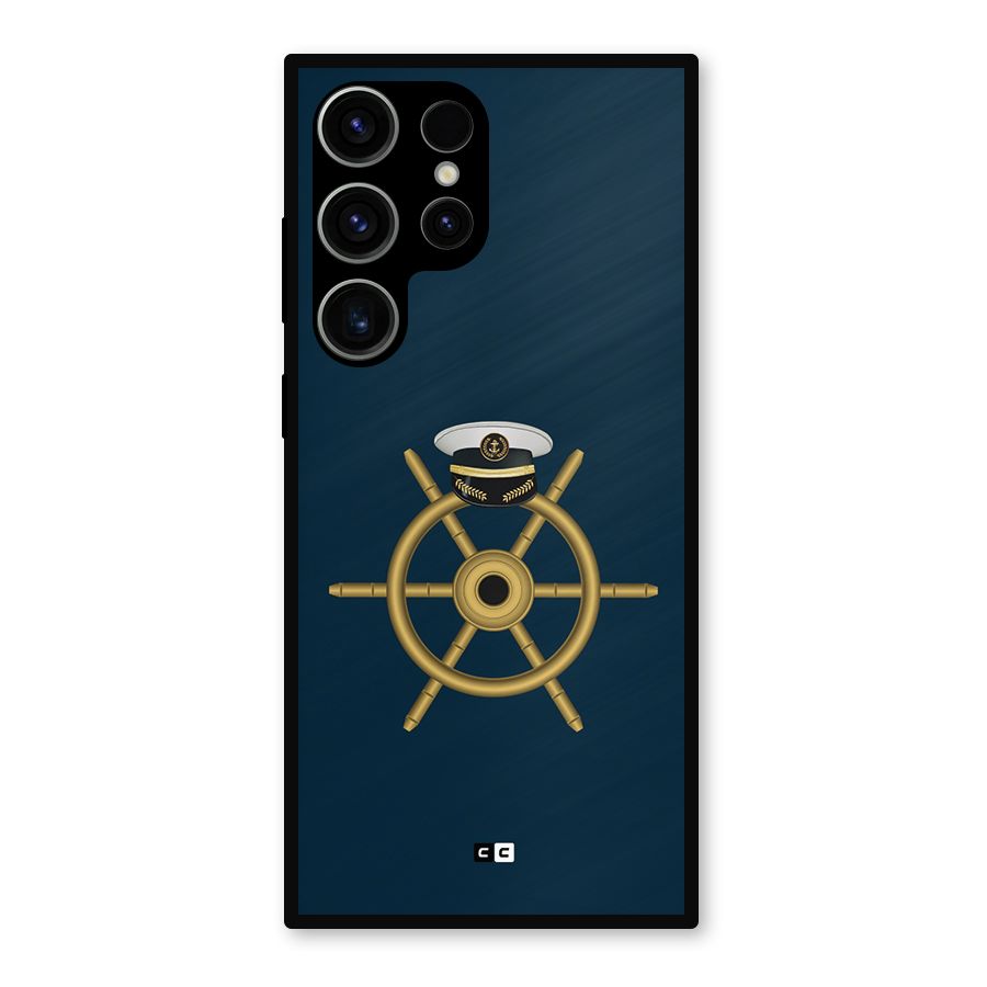 Ship Wheel And Cap Metal Back Case for Galaxy S23 Ultra