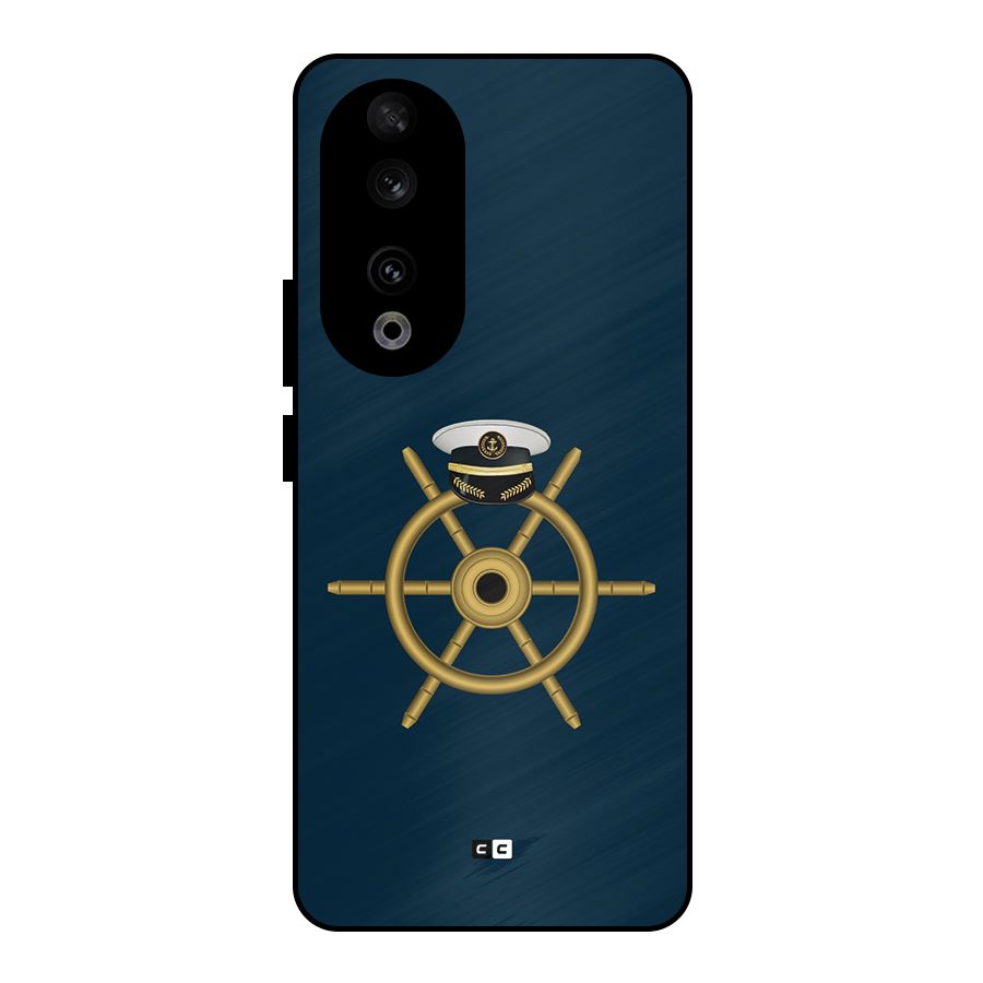Ship Wheel And Cap Metal Back Case for Honor 90