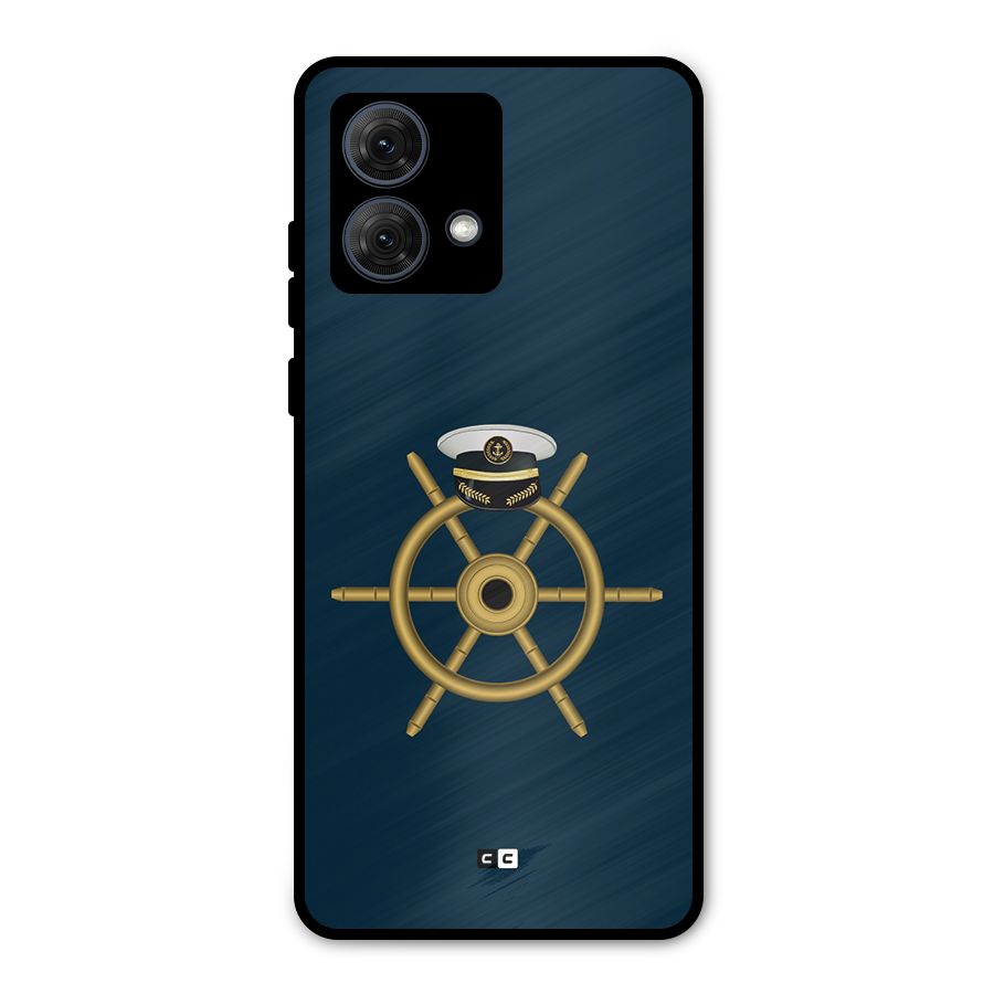 Ship Wheel And Cap Metal Back Case for Moto G84