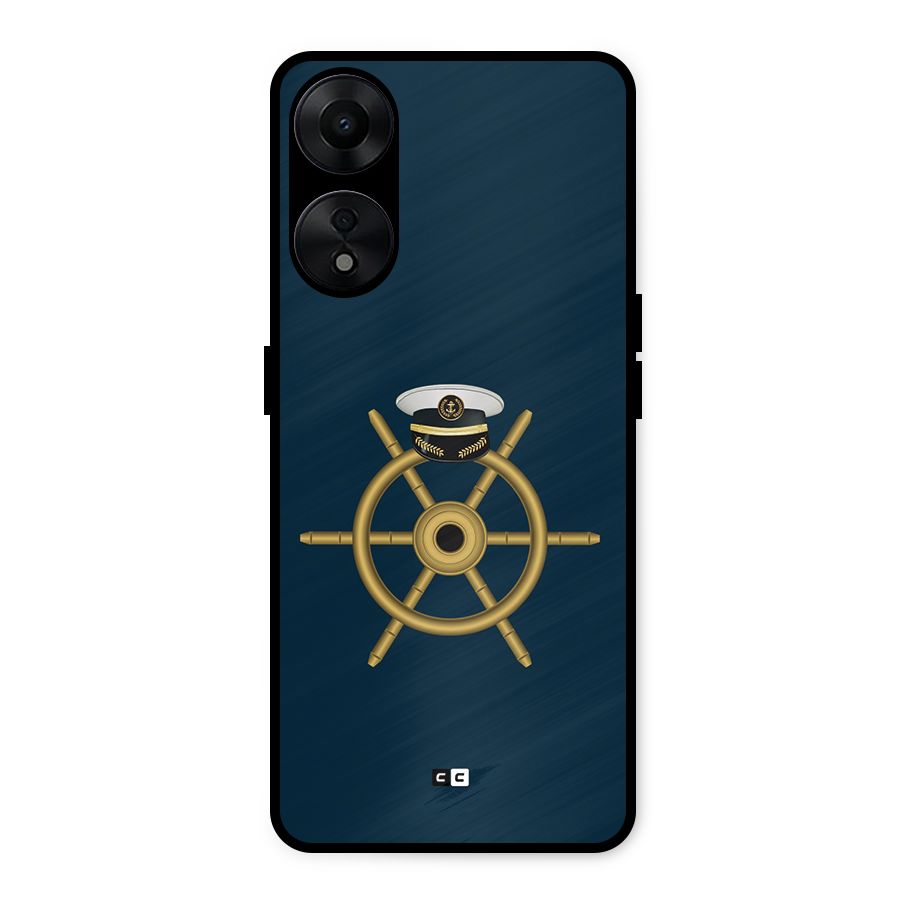 Ship Wheel And Cap Metal Back Case for Oppo A78 5G