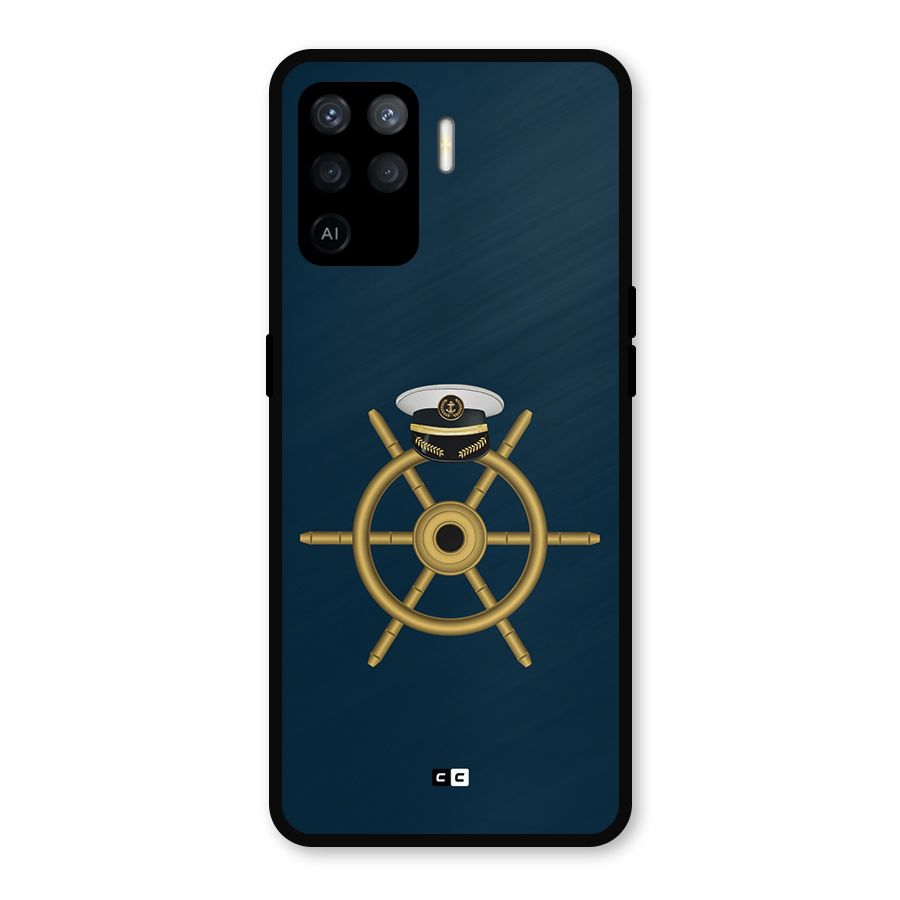 Ship Wheel And Cap Metal Back Case for Oppo F19 Pro