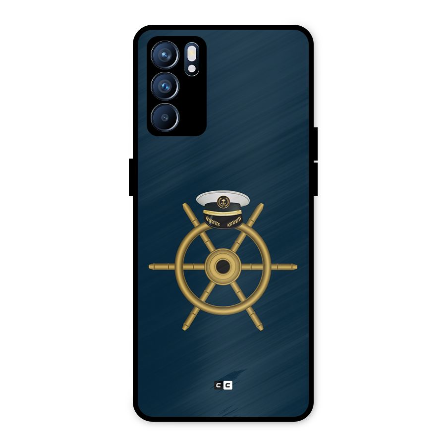 Ship Wheel And Cap Metal Back Case for Oppo Reno6 5G