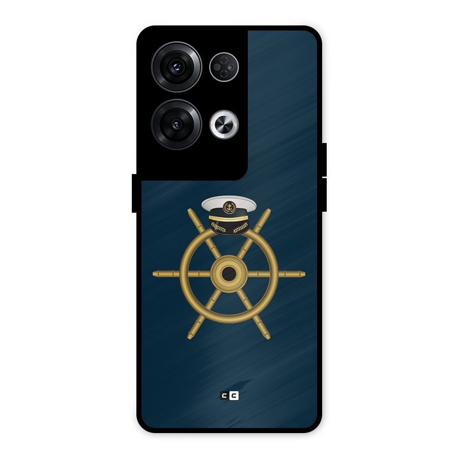 Ship Wheel And Cap Metal Back Case for Oppo Reno8 Pro 5G