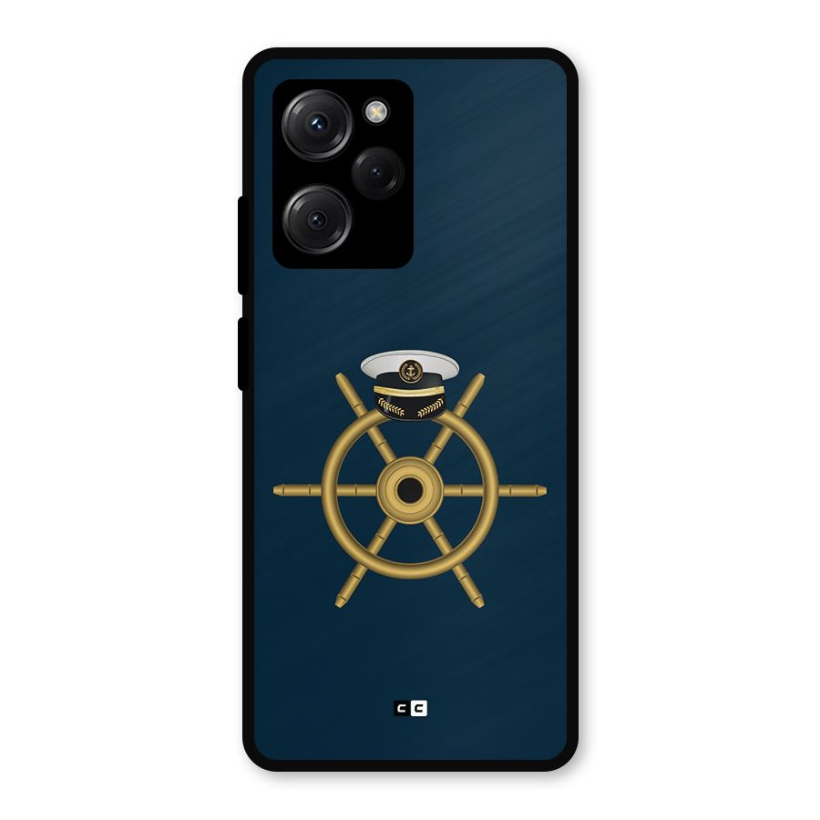 Ship Wheel And Cap Metal Back Case for Poco X5 Pro