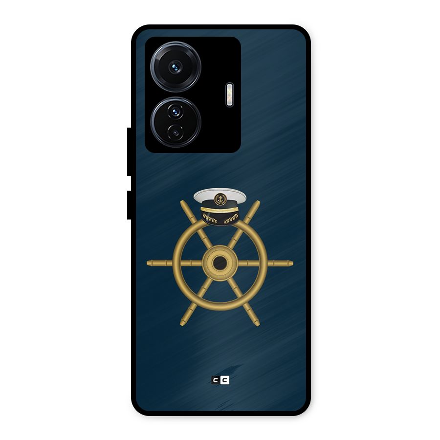Ship Wheel And Cap Metal Back Case for Vivo T1 Pro