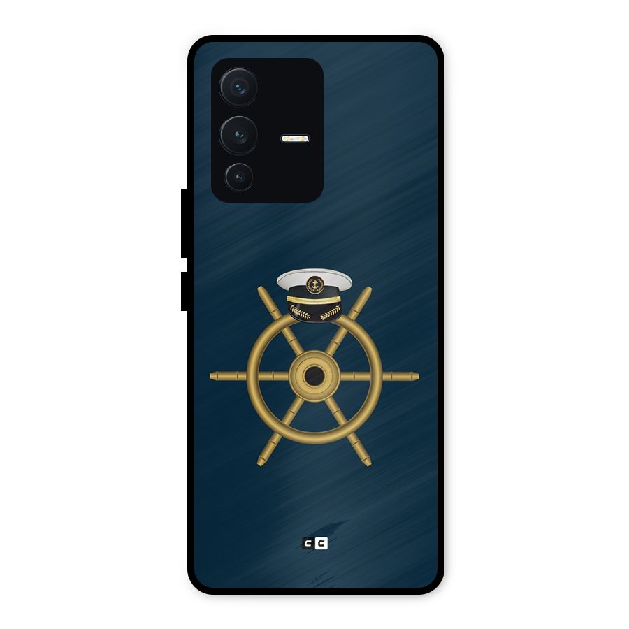 Ship Wheel And Cap Metal Back Case for Vivo V23 5G