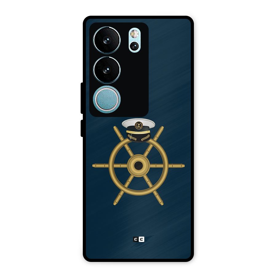 Ship Wheel And Cap Metal Back Case for Vivo V29 Pro