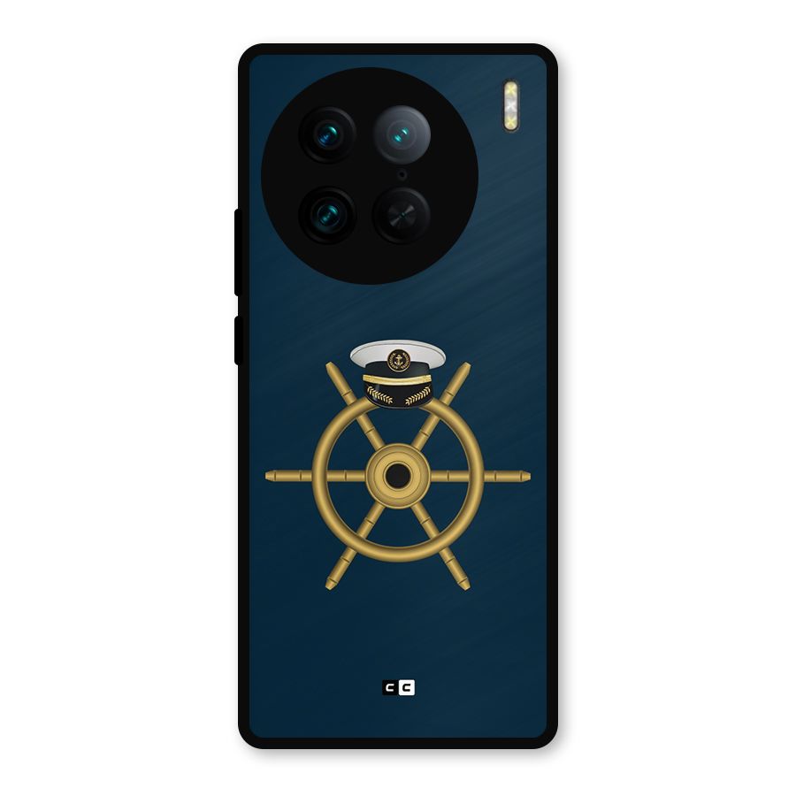Ship Wheel And Cap Metal Back Case for Vivo X90 Pro