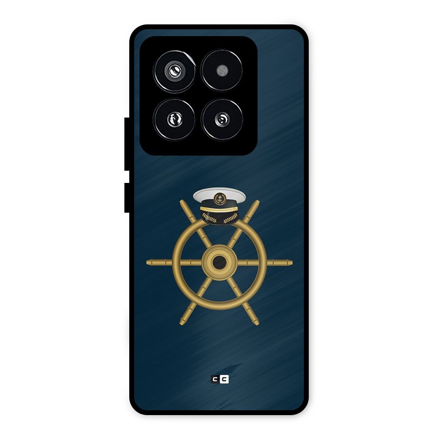 Ship Wheel And Cap Metal Back Case for Xiaomi 14 Pro
