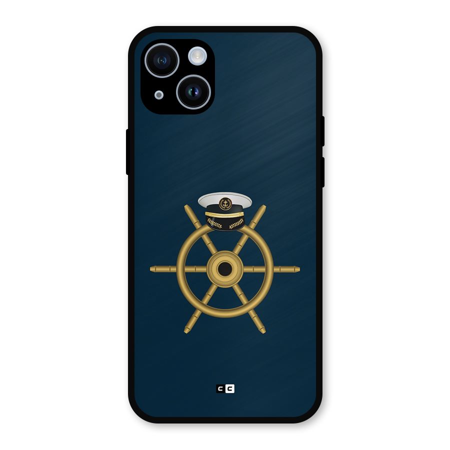 Ship Wheel And Cap Metal Back Case for iPhone 14