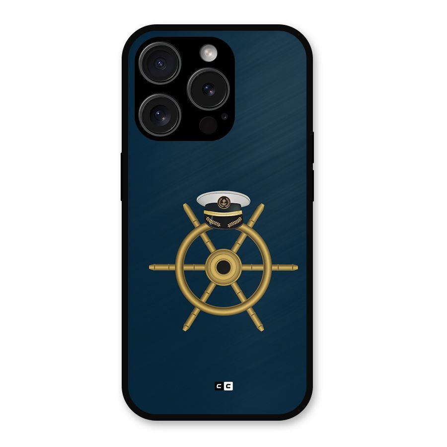 Ship Wheel And Cap Metal Back Case for iPhone 15 Pro