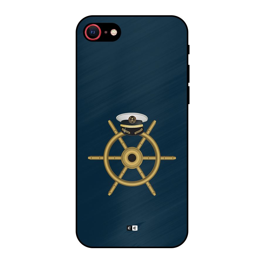 Ship Wheel And Cap Metal Back Case for iPhone SE 2020