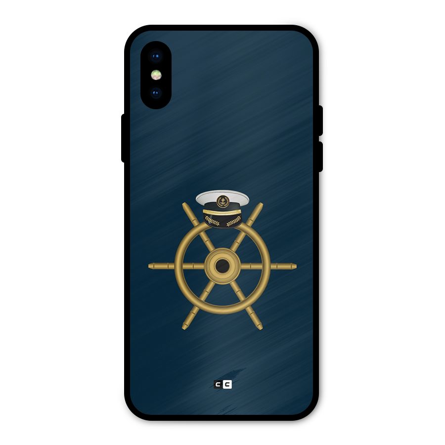 Ship Wheel And Cap Metal Back Case for iPhone X