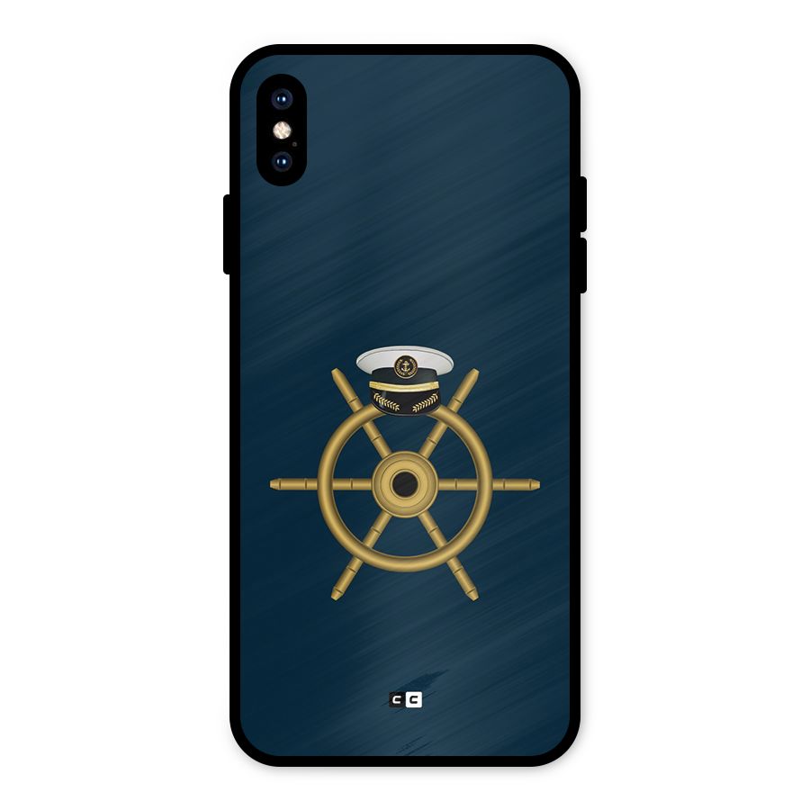 Ship Wheel And Cap Metal Back Case for iPhone XS Max