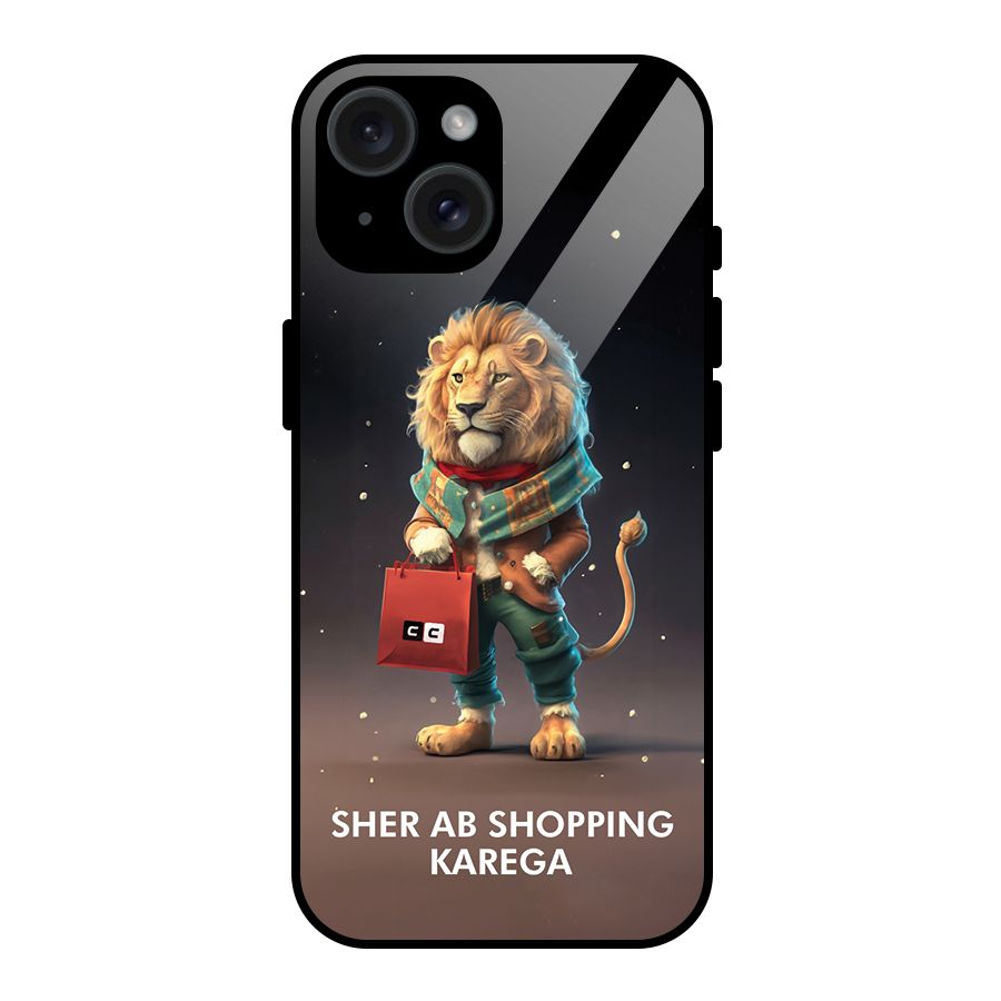 Shopping Sher Glass Back Case for iPhone 15