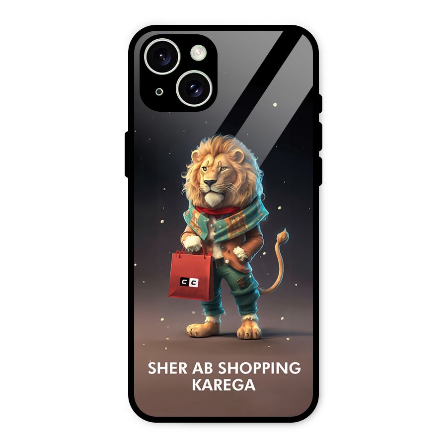 Shopping Sher Glass Back Case for iPhone 15 Plus