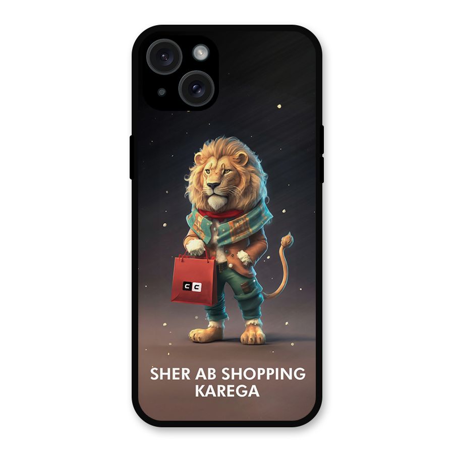 Shopping Sher Metal Back Case for iPhone 15 Plus