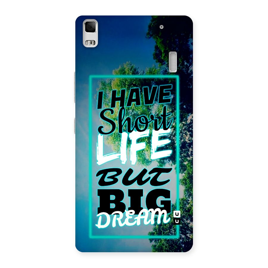 Short Life Big Dream Back Case for Lenovo K3 Note