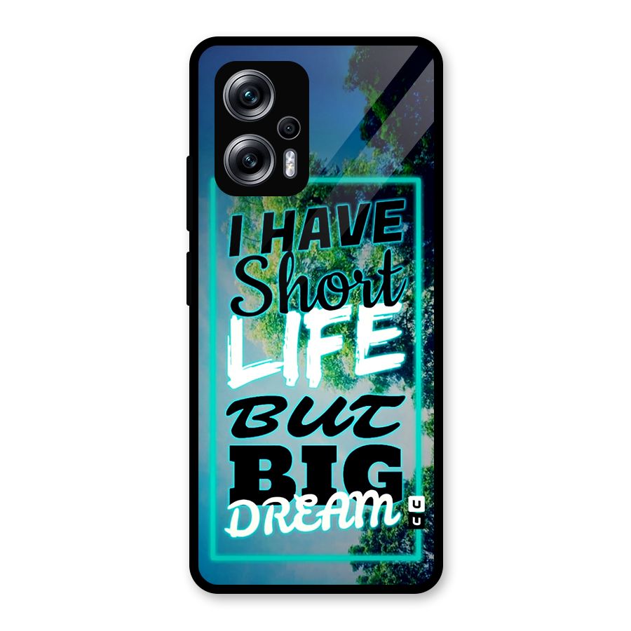 Short Life Big Dream Glass Back Case for Redmi K50i