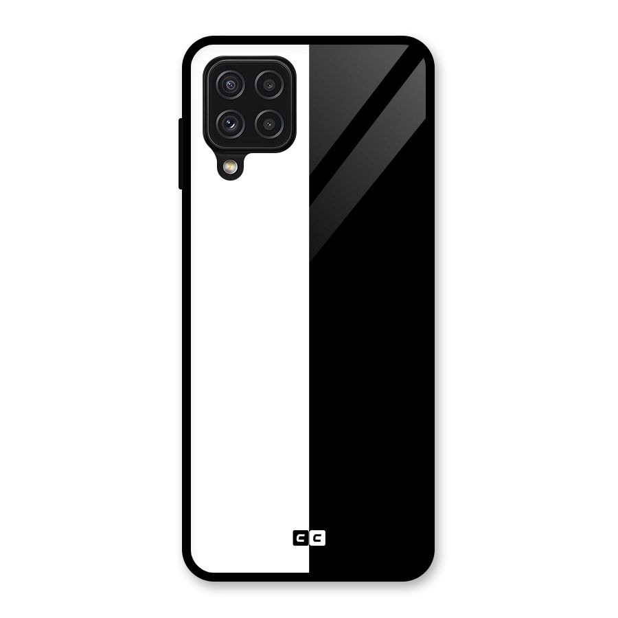 Simple Black White Glass Back Case for Galaxy A22 4G