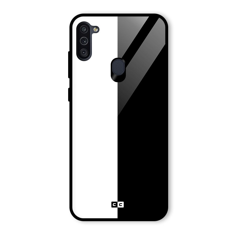Simple Black White Glass Back Case for Galaxy M11