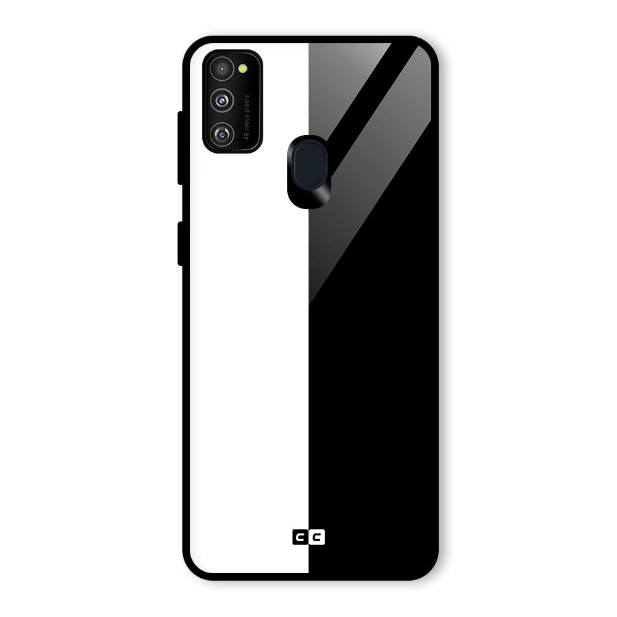 Simple Black White Glass Back Case for Galaxy M30s
