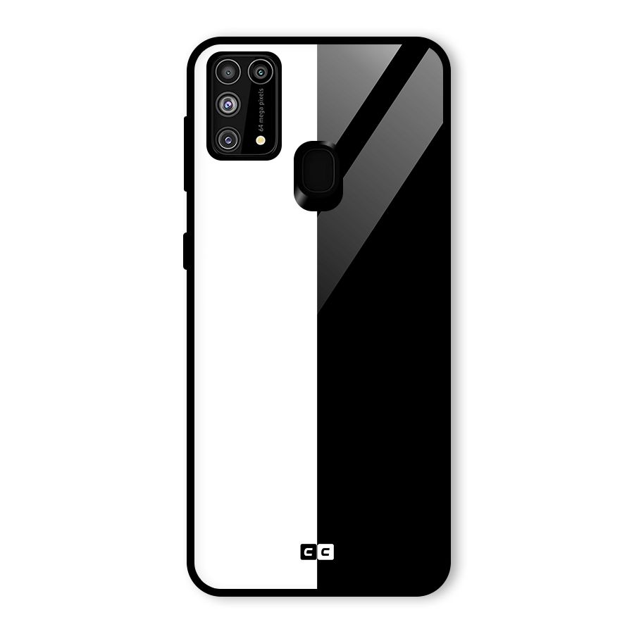 Simple Black White Glass Back Case for Galaxy M31