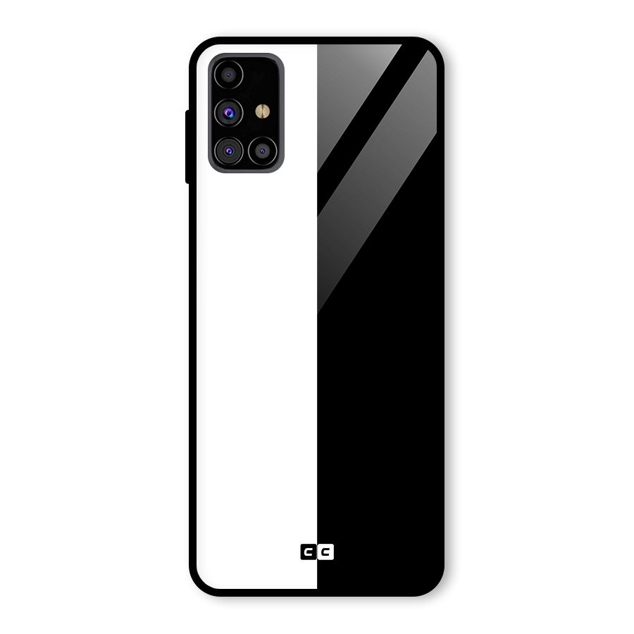 Simple Black White Glass Back Case for Galaxy M31s