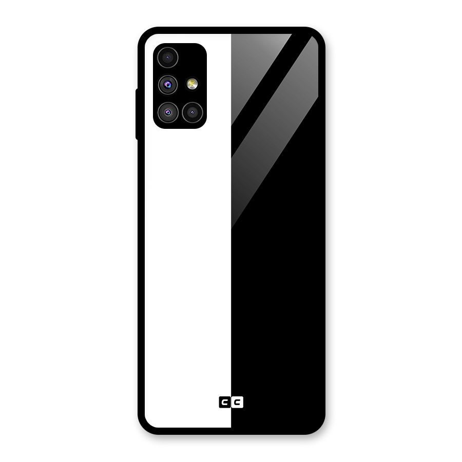 Simple Black White Glass Back Case for Galaxy M51