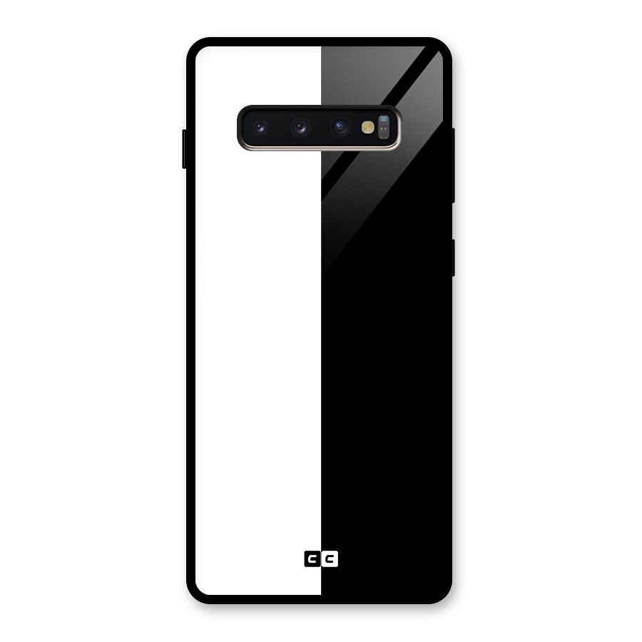 Simple Black White Glass Back Case for Galaxy S10 Plus