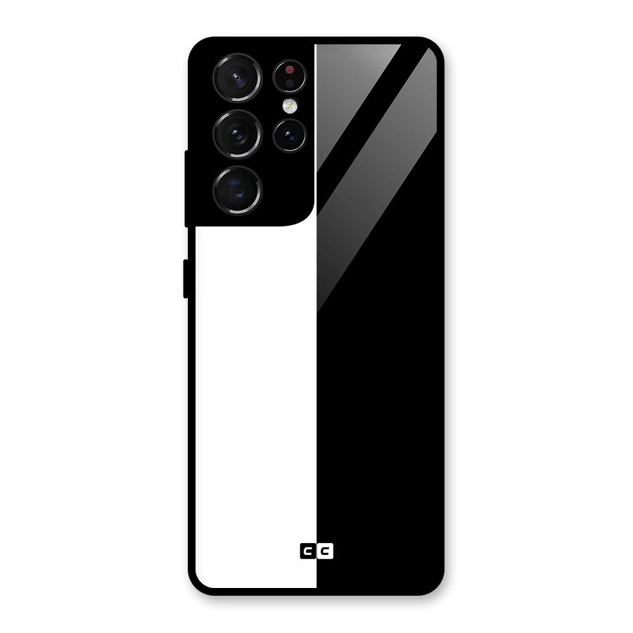 Simple Black White Glass Back Case for Galaxy S21 Ultra 5G