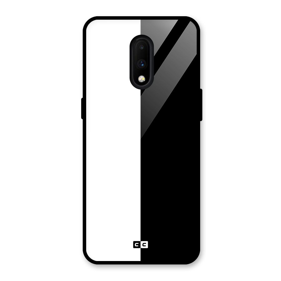 Simple Black White Glass Back Case for OnePlus 7