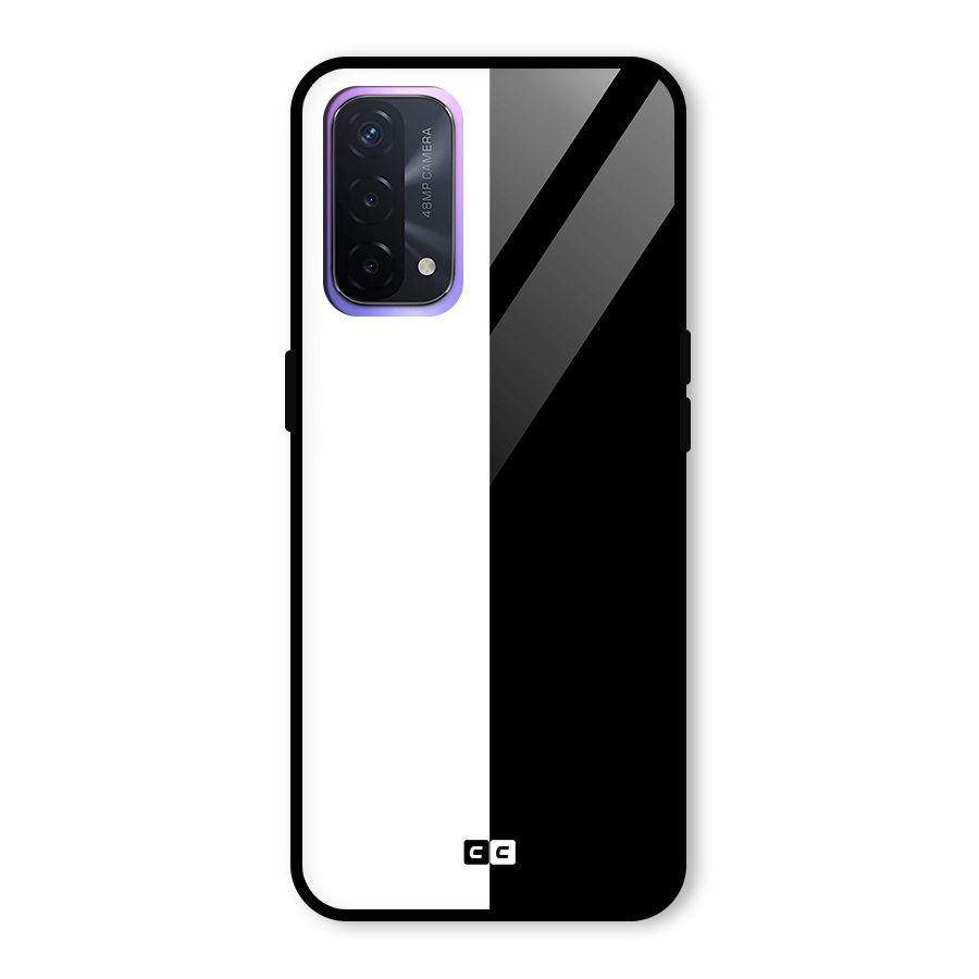 Simple Black White Glass Back Case for Oppo A74 5G