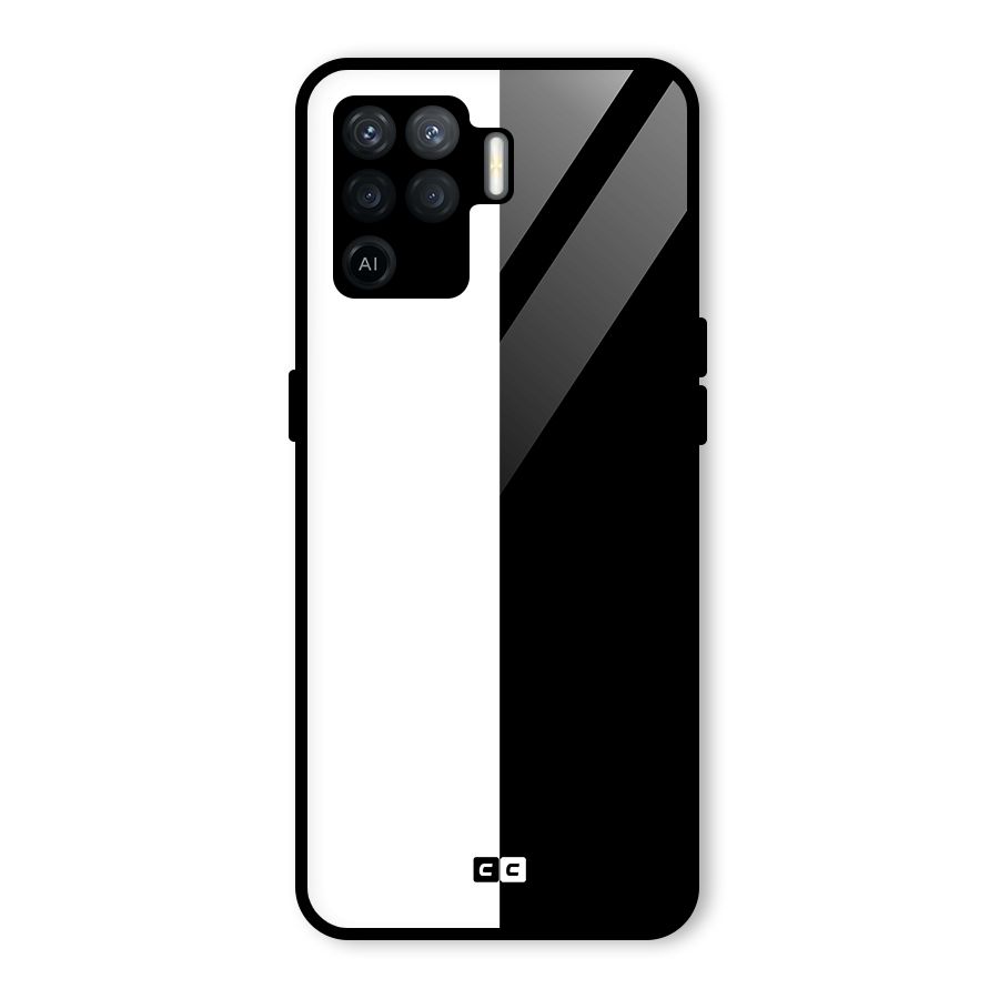 Simple Black White Glass Back Case for Oppo F19 Pro