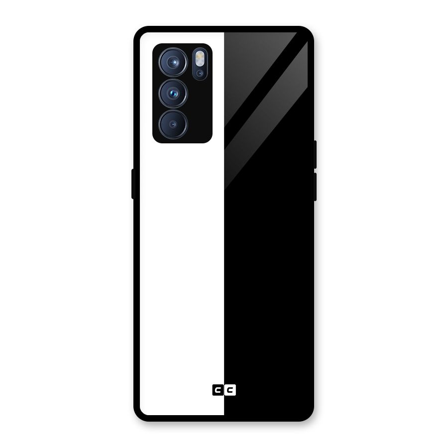 Simple Black White Glass Back Case for Oppo Reno6 Pro 5G