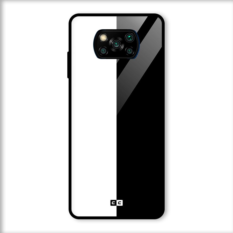 Simple Black White Glass Back Case for Poco X3