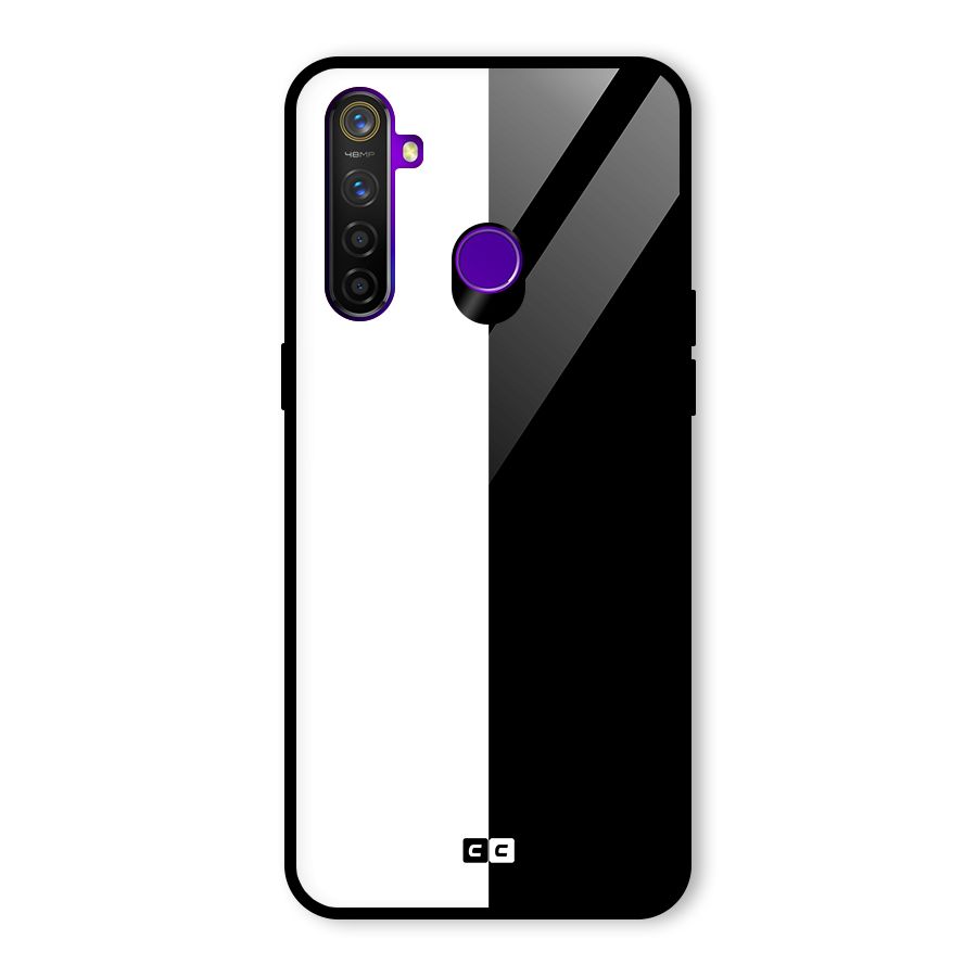 Simple Black White Glass Back Case for Realme 5 Pro